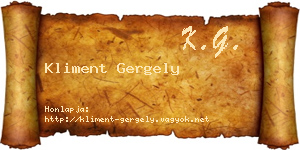 Kliment Gergely névjegykártya